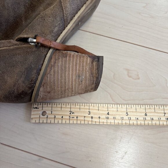 Dolce Vita DV Nubuk Leather Stacked Wooden Heel Booties Sz 10 - Picture 12 of 13